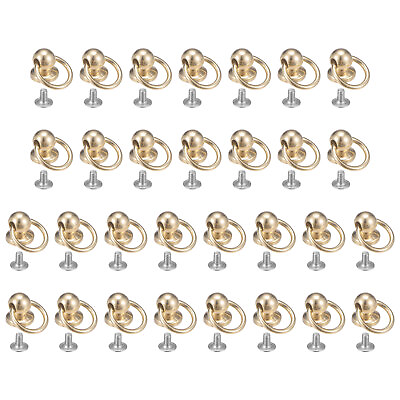 #ad 30pcs Alloy Round Head Rivets Studs with Screw and Pull Ring Gold Tone AU $20.23