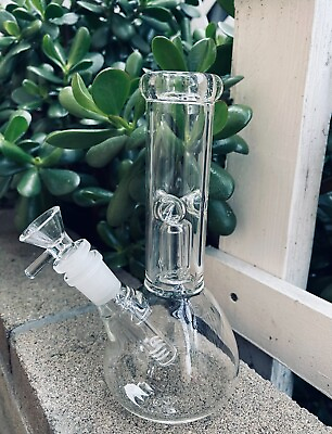 #ad Premium 10quot; Glass Bong Clear Hookah Water Filter Pipe Bong with 14mm Bowl $19.89
