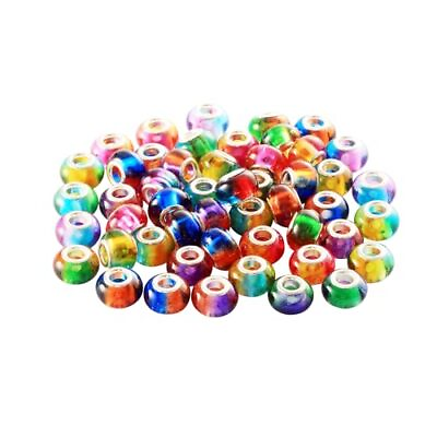 #ad 50 Pcs Glass European Spacer Charms Beads Large Hole for Crafts Bracelets $13.25