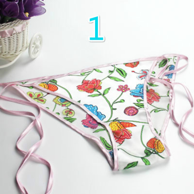 #ad Women Real Silk Briefs Floral Printed Low Waist Panty Bikini Underpants Lingerie $20.86