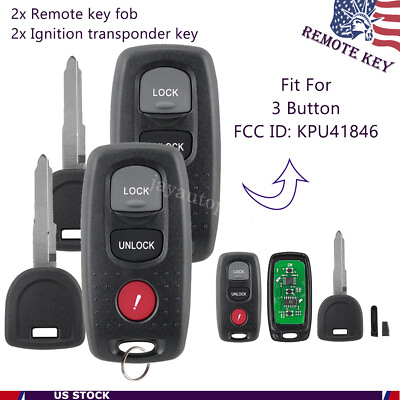 #ad 2 For 2004 2005 2006 Mazda 3 Remote Fob KPU41846 Transponder Blank Key $29.99