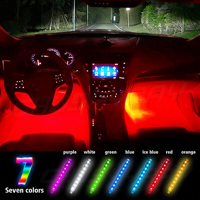 #ad 4PCS RGB Car LED Light Strip Interior Atmosphere Lamp Remote Control For Cars US $12.59