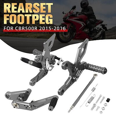 #ad Adjustable Rider Rearset Footpegs Pedals Footrest For Honda CBR500R 2015 2022 $100.00