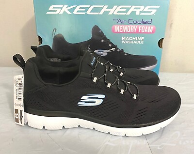 #ad NEW Skechers Women#x27;s Air Cooled Memory Foam Sneaker Shoes PICK SIZE BLACK $26.99