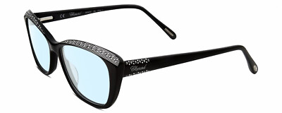 #ad Chopard VCH229S Cat Eye Blue Light Eyeglass in Black Silver Gemstone White 54 mm $441.96