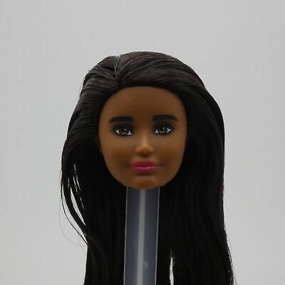 #ad Barbie African American Doll Head Skipper Face Closed Mouth Brown Eyes Mattel $14.99