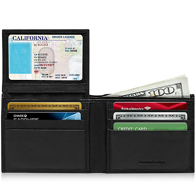 #ad Genuine Leather Minimalist Bifold Wallets For Men RFID Blocking Slim Mens Wallet $13.92
