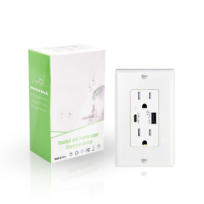 #ad USB A C Outlet Fast Charger 4.2A Duplex Receptacle 15A 125V Tamper Resistant1PK $13.59