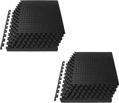 #ad 12pc Puzzle Exercise Mat w EVA Foam Interlocking Tiles 48 Sq Ft GYM Home $35.99