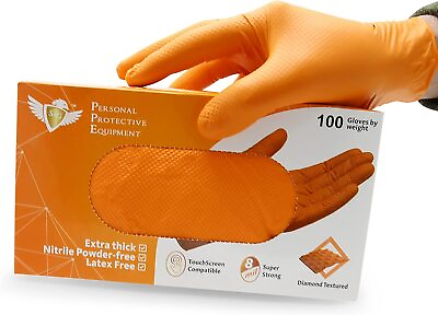 #ad Samp;G Heavy Duty Orange Nitrile Disposal Gloves Powder Latex Free 8 Mil ML XL XXL $114.99