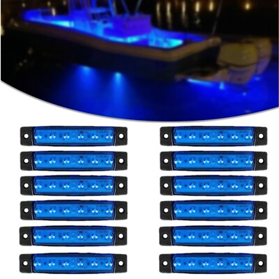 #ad 12Pcs Marine Boat LED Deck Courtesy Lights Waterproof Blue Stern Transom Lights $15.98