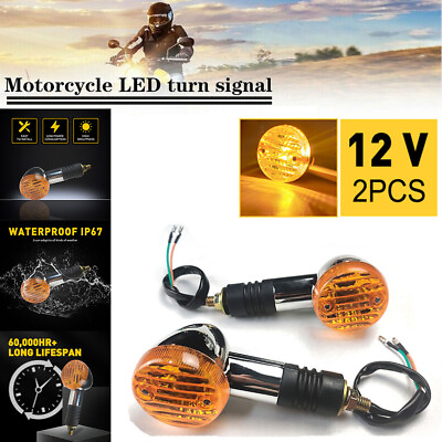 #ad 2x LED Mini Motorcycle Turn Signal Indicators Front Rear Amber Lamp for Honda GBP 13.77