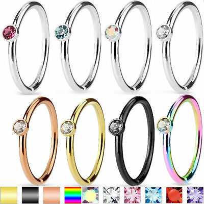 #ad Nose Hoop nose ring daith rook tragus 20G Micro gem Surgical Steel bendable $2.99