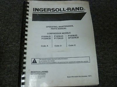 #ad #ad Ingersoll Rand P100WJD Air Compressor Parts Catalog Operator Maintenance Manual $66.04