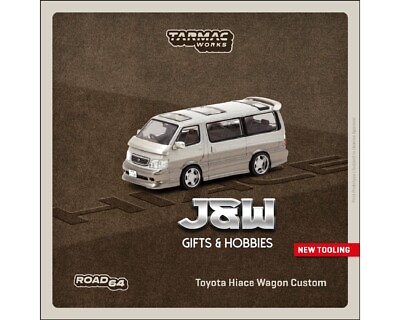 #ad Tarmac Works Toyota Hiace Wagon Custom Silver Brown 1 64 $21.99