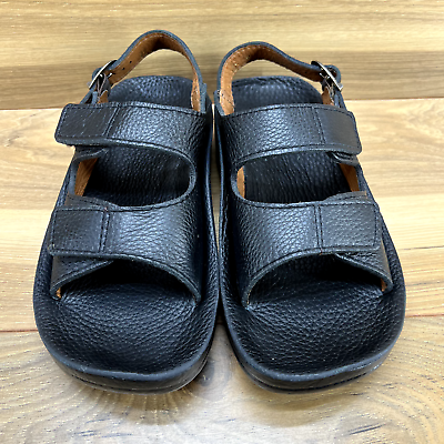 #ad Walk The Walk Womens Sandals 6 6.5 EU 37 Black Pebble Grain Leather Comfort $39.88