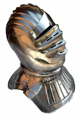 #ad Medieval Knight Tournament Helmet Full Face Crusader Armor Helmet Halloween $380.80