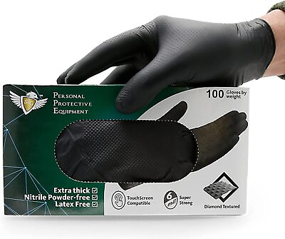 #ad Samp;G Heavy Duty Black Nitrile Disposable Gloves Powder Latex Free 6 Mil M L XL $109.99