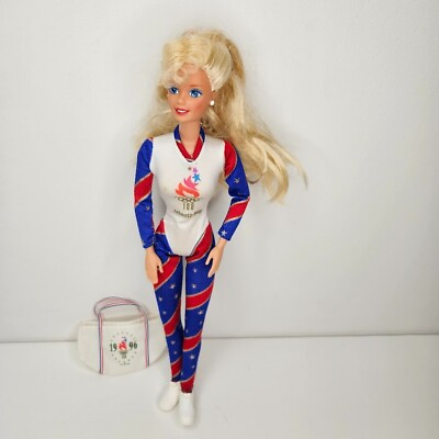 #ad 1996 Mattel Olympic Gymnast Barbie Atlanta Olympics loose W ORIGINAL SUIT amp; BAG $12.00