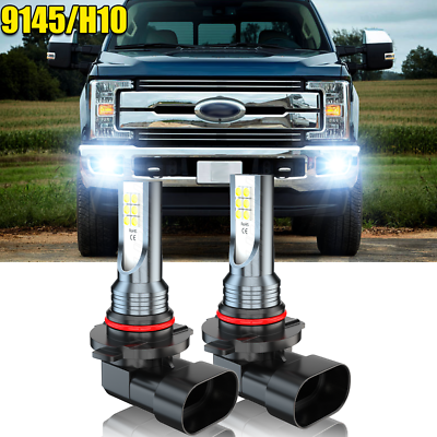 #ad Pair H10 LED Fog Driving Light Bulbs Kit 9145 9140 White 6000K Super Bright 55W $11.99