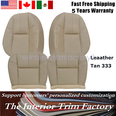 #ad For 2007 2014 Chevy Silverado Leather Seat Cover Tan Driver Passenger Bottom Top $91.75