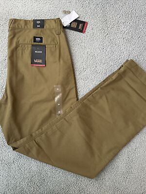 #ad VANS PANTS AUTHENTIC CHINOS Olive KHAKIS MENS SIZE W34 L32 When Folded L30 $30.00