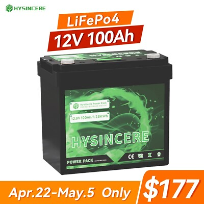 #ad 12V 100Ah LiFePO4 Lithium Battery Deep Cycle for Solar Panel RV Off grid Power $177.06