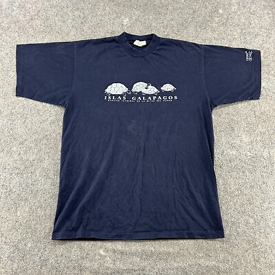 #ad Galapagos Shirt Mens L Blue Navy Graphic Isla De Turtles Nature Mexico Cotton $0.99