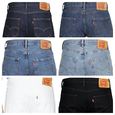 #ad Levis 501 Original Fit Jeans Straight Leg Button Fly 100% Cotton Blue Black $57.93