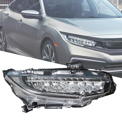 #ad Right Headlight Fit For 2016 2019 Honda Civic Passenger Side FULL LED Clear Lens $140.03