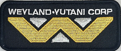 #ad Alien Weyland Yutani Corp Black Silver Iron On Embroidered Patch Gold Logo $4.99