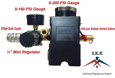 #ad Air Compressor Pressure Switch 95 125 PSI 4 Ports w 1 4quot; Mini Regulator Set $39.99