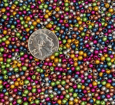 #ad 4mm Round Beads Metallic Colorful Plastic Bead Color Beads for Jewelry 200 pcs $2.50