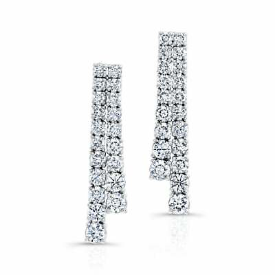 #ad Amazing Two Row 7.78CT Clear Cubic Zirconia Women#x27;s Fashion Party Drop Earrings $220.00