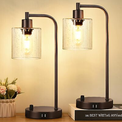 #ad Set of 2 Oil Rubbed Bronze Table Lamps with 2 USB Port Fully Stepless Dimmab... $85.70