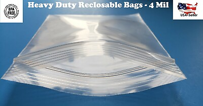 #ad Clear Zip Seal Plastic Bags 4 Mil Heavy Duty Poly Reclosable Zipper Top Lock 4ML $7.79
