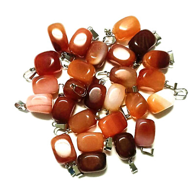 #ad Natural Irregular Stone Red Agate 50pcs Pendants Beads for DIY Jewelry Making $17.09