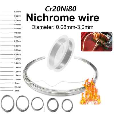 #ad High Temp Wire Nichrome Heat Resistant Wire General Purpose Wire 0.08mm 3.0mm $2.90