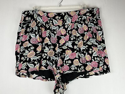 #ad Torrid Size 2 Flower Shorts Plus Size Pink Black Flowers $14.40
