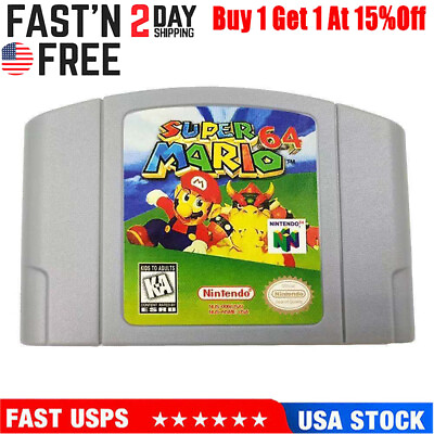#ad Super Mario 64 Version Game Cartridge Console Card For Nintendo N64 US Version $18.89