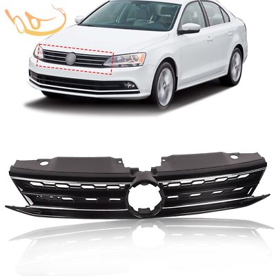 #ad Fit 2015 2016 2017 2018 Volkswagen VW Jetta Front Upper Grill Grille Chrome Trim $42.99