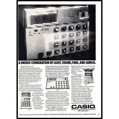#ad 1978 Casio Electronic Calculator Vintage Print Ad MQ 5 CQ 81 LC 78 Wall Art $10.97