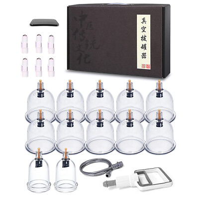 #ad 12 Cups Professional Acupoint Cupping Set Pump Gun amp; Cups Massage For Face Body $24.69