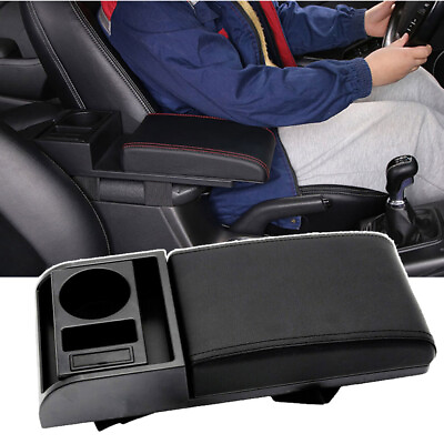 #ad Universal Car Armrest Lid Cover Center Console Storage USB Cup Holder Organizer $24.74