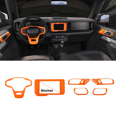 #ad Center Console Dashboard Cover Trims For Ford Bronco 2021 Orange 6pcs Interior $77.99