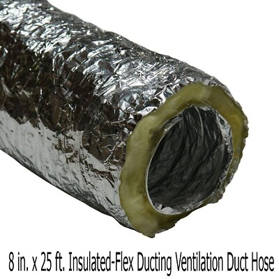 #ad HVAC 8 in x 25 ft Insulated Flex Ducting Ventilation Hose for Efficient Airflow $67.29