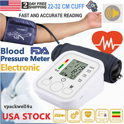 #ad 2024 Digital Automatic Blood Pressure Monitor Upper Arm BP Machine Heart Rate HP $11.89