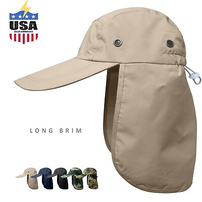 #ad Long Brim Ear Flap Neck Cover Summer Bucket Boonie Hat Sun Cap Wide Outdoor BC $9.99
