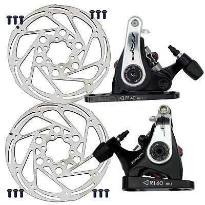 #ad TRP Spyre Flat Mount CX Road Bike Disc Brake Caliper Set Black Sil160mm rotors $99.71