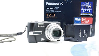 #ad Panasonic LUMIX DMC TZ3 7.2MP Digital Camera Black Parts Repair $14.00